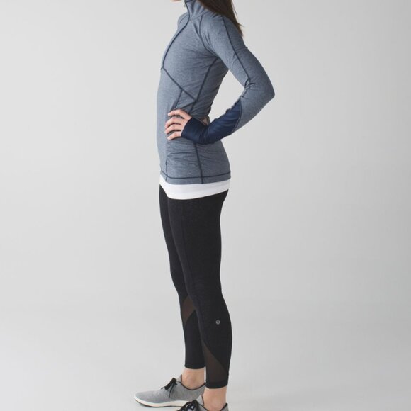 Lululemon Kriss Cross 1/2 Heathered Blue Gray Half-zip workout Sweatshirt 6 - Picture 4 of 12